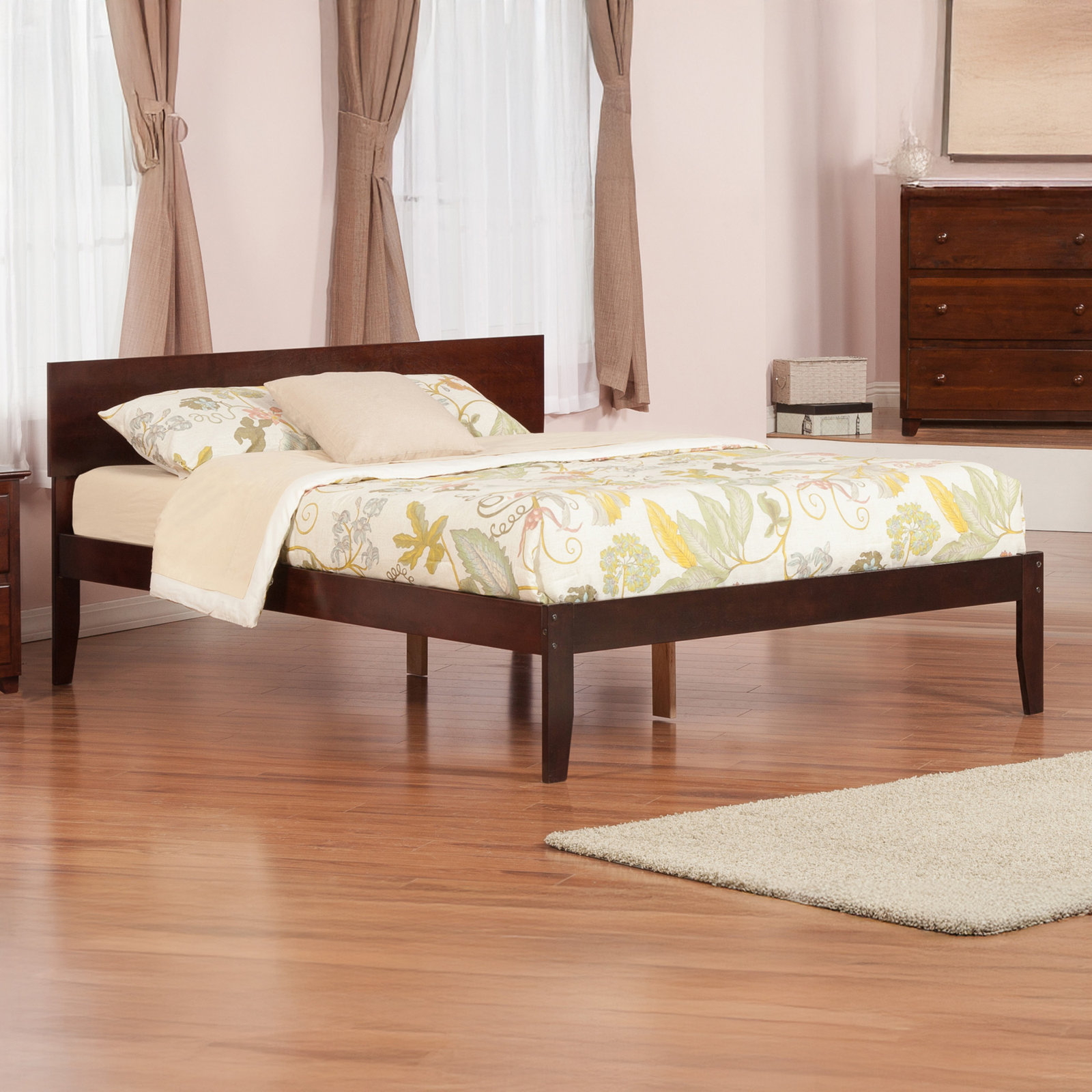 Lampley Solid Wood Platform Bed, Queen, Walnut