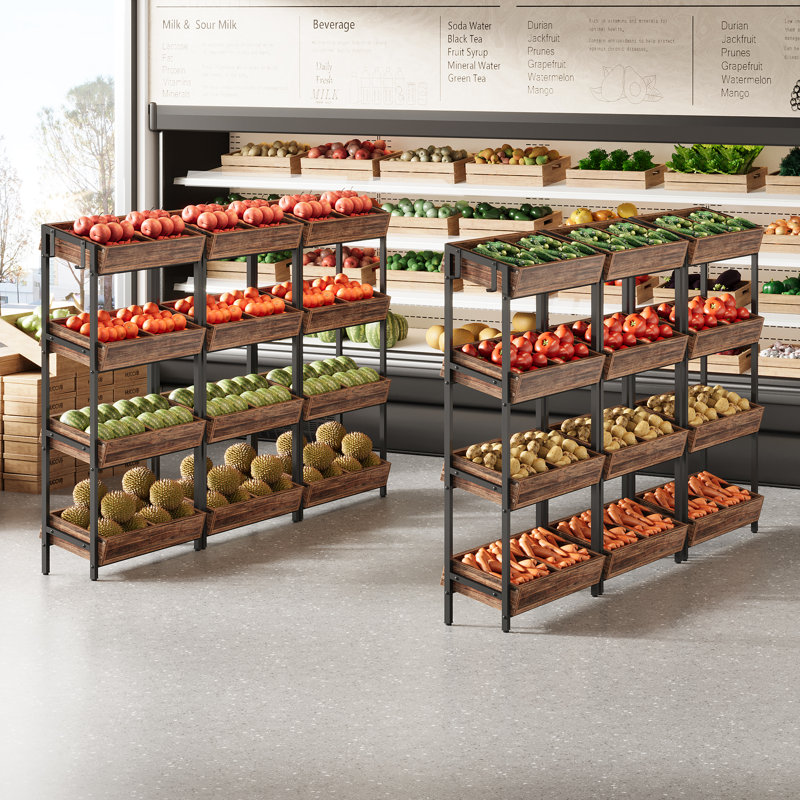 Retail Display Stand, Snack Chips Rack, Brown/Black