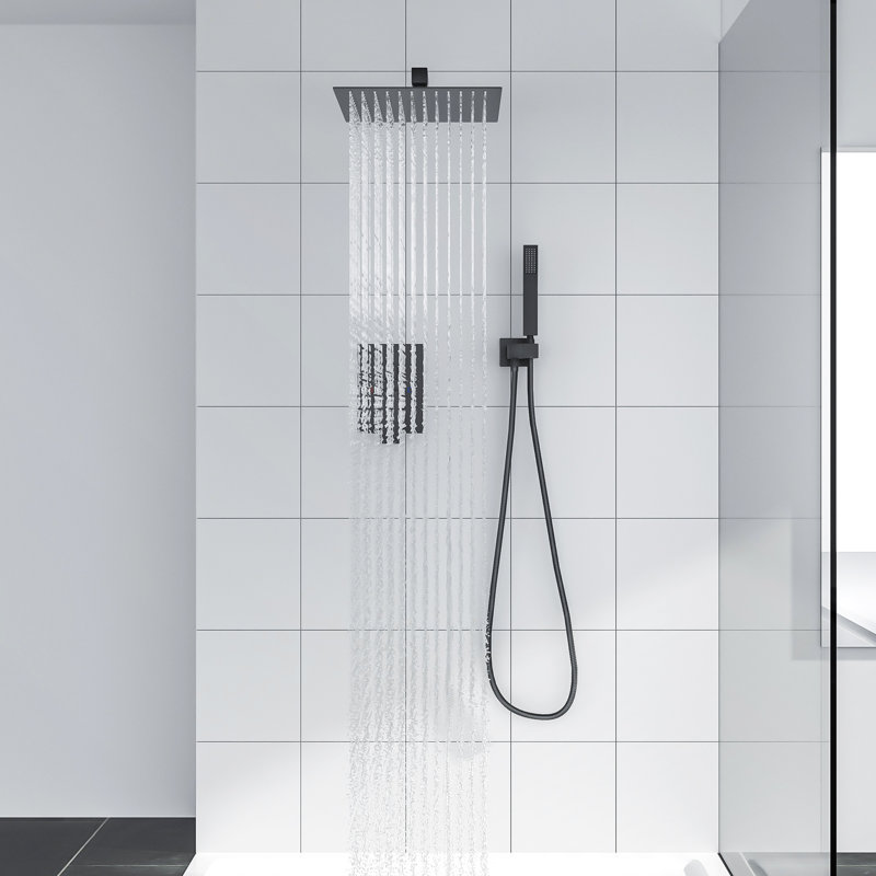Complete Shower System with Rough in-Valve, Matte Black