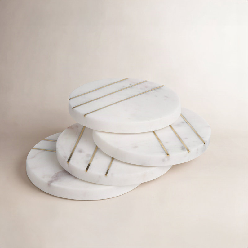 Marble Round 4 Piece Coaster Set