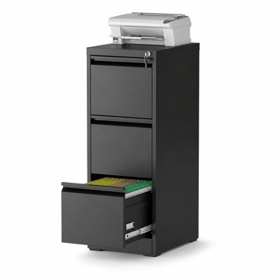 14.96" W 3 Drawer Metal Lateral Filing Cabinet with Lock for Home and Office
