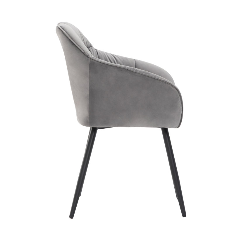 Ottilie 42cm H Velvet Upholstered Metal Upholstered Back Armchair, Grey