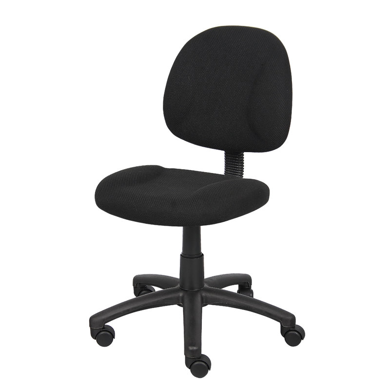 Jea Swivel Posture Chair, Contoured Seat And Back, Black Tweed, Wheels, Black