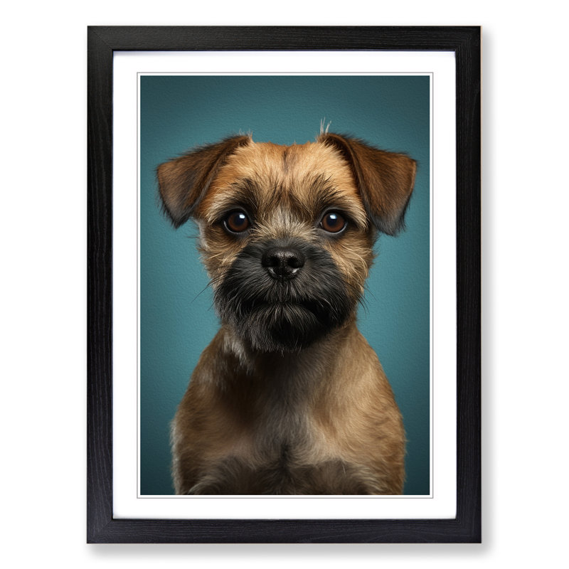 Border Terrier Minimalism - Framed Print, Black Framed, 64cm H x 46cm W