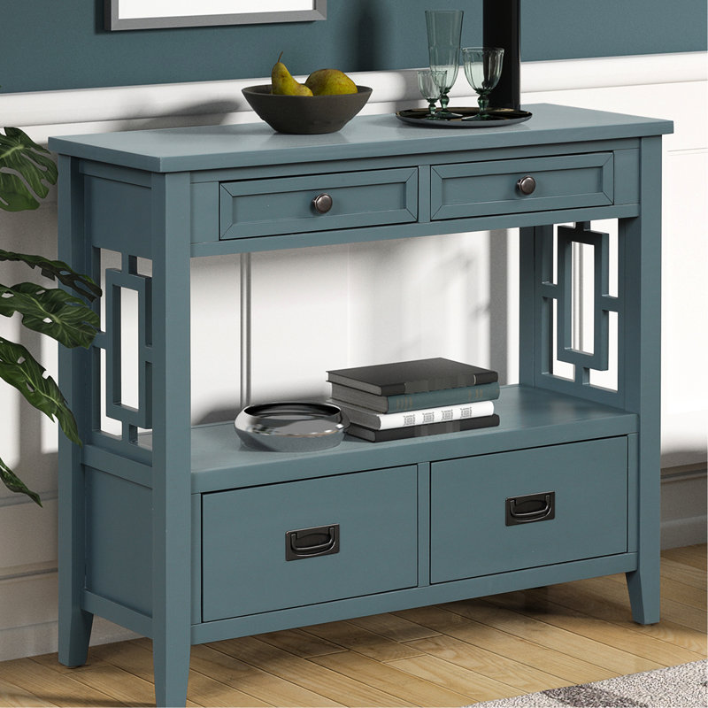 Console bleue 36 po avec tiroirs et tablette pour l'organisation de la cuisine à 4 tiroirs