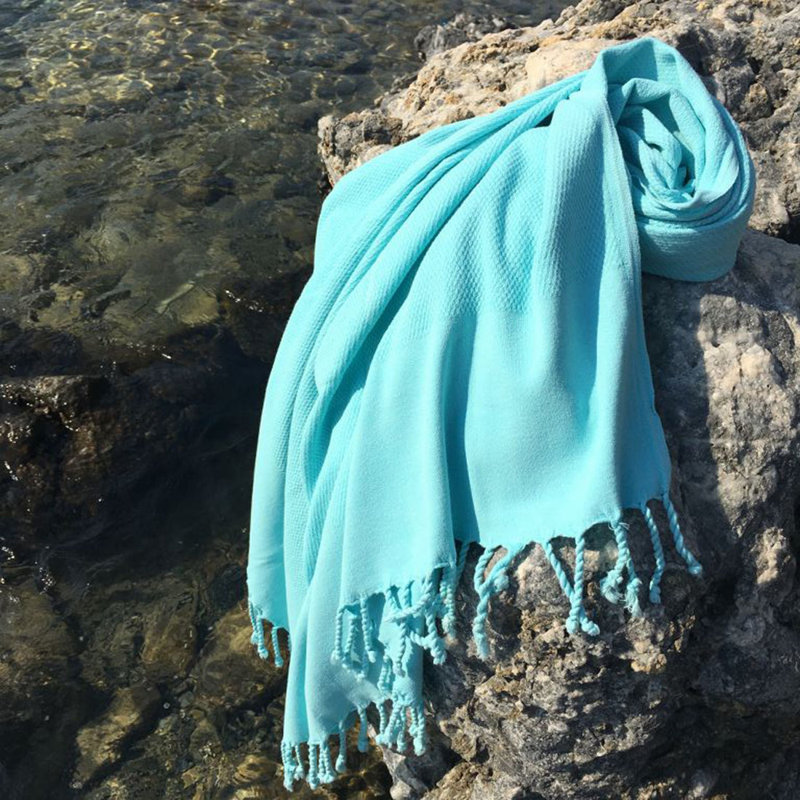 Luxurious Fouta Beach Towel, 100% Cotton, 35.4 x 68.9 inches | High Water Absorbent, Soft & Lightweight (8 oz) | Machine Washable, Mint Color | Perfect for Beach, Pool, Spa & Relaxation