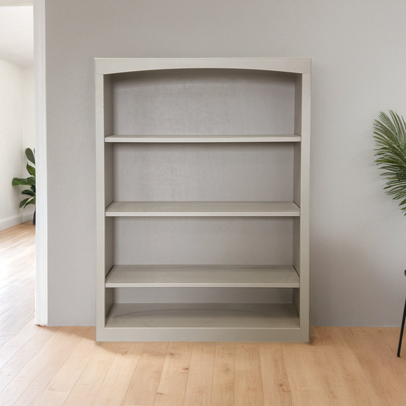 Ossy American Built Solid Wood Bookcase, Storm Gray, (4 Shelves) 48"H x 36"W x 12"D