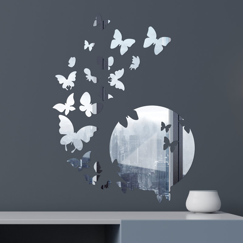Mirror Butterflies with Butterfly Mirror Wall Sticker Set