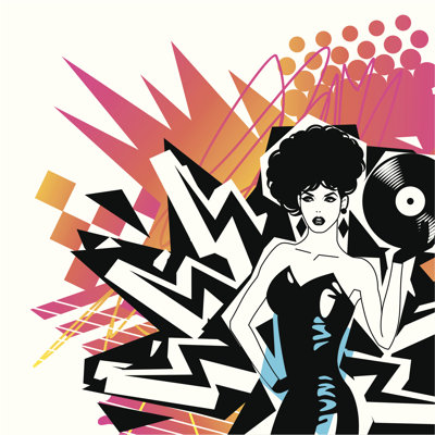 Sexy DJ With Vinyl by Ezepov - Wrapped Canvas Print
