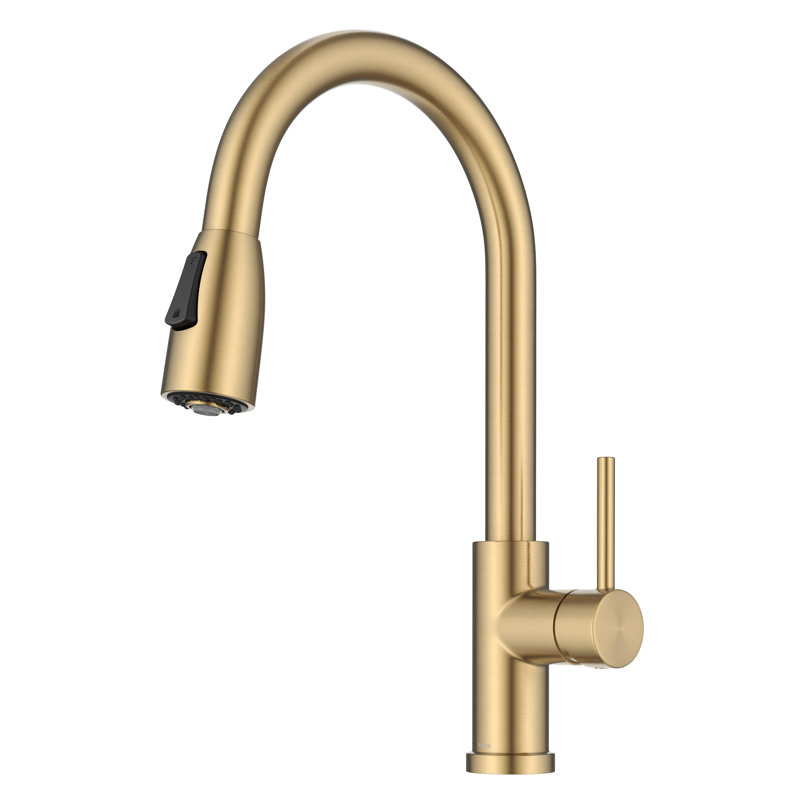 Robinet de cuisine rétractable à 2 fonctions KRAUS Coda, Laiton brossé