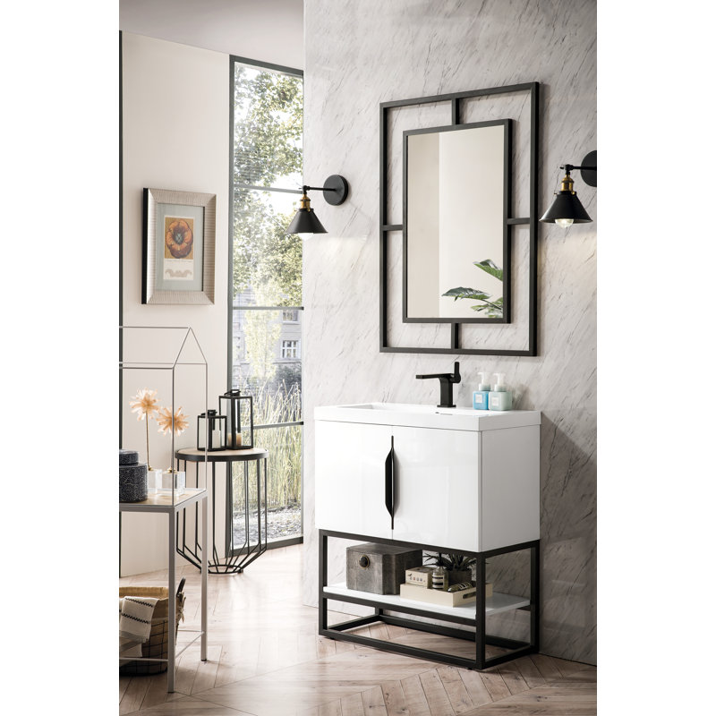 Columbia 31.5'' W Single Vanity, Ash Gray, Matte Black