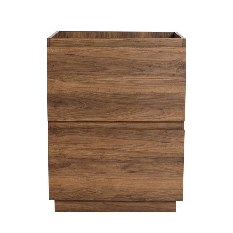 Meuble-lavabo de salle de bain 24 po avec tiroir double, brun, bois d'ingénierie, option armoire élégante avec tiroir brun