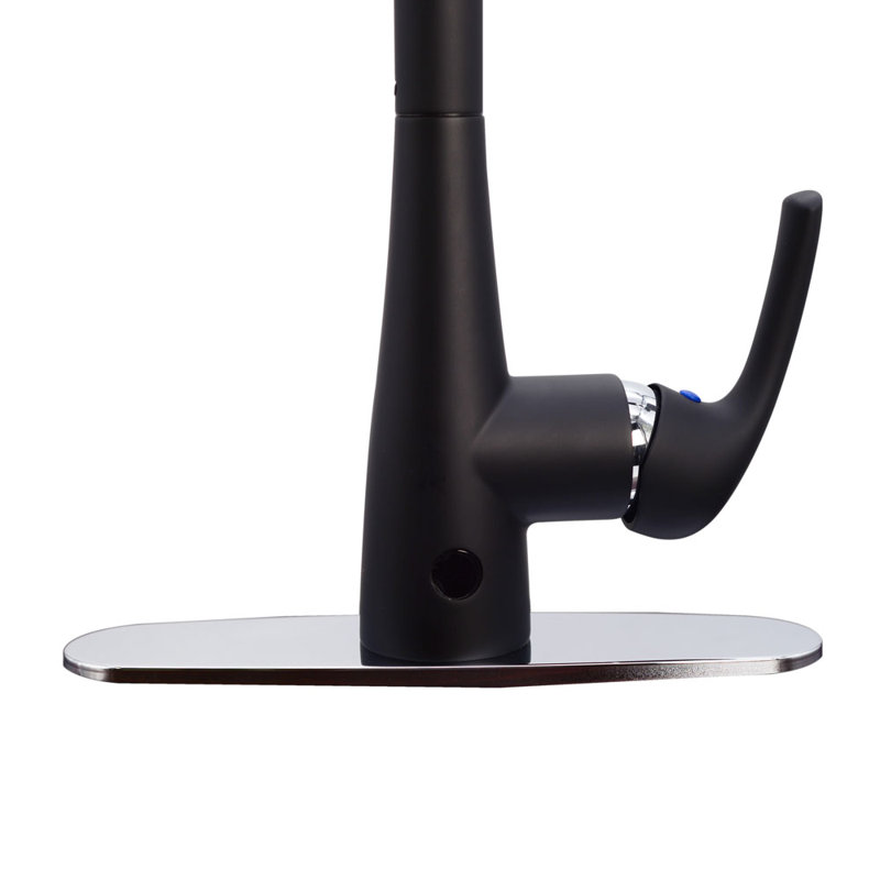 Westbrass Pull Down Spray Touch Kitchen Faucet, Matte Black/ Polished Chrome