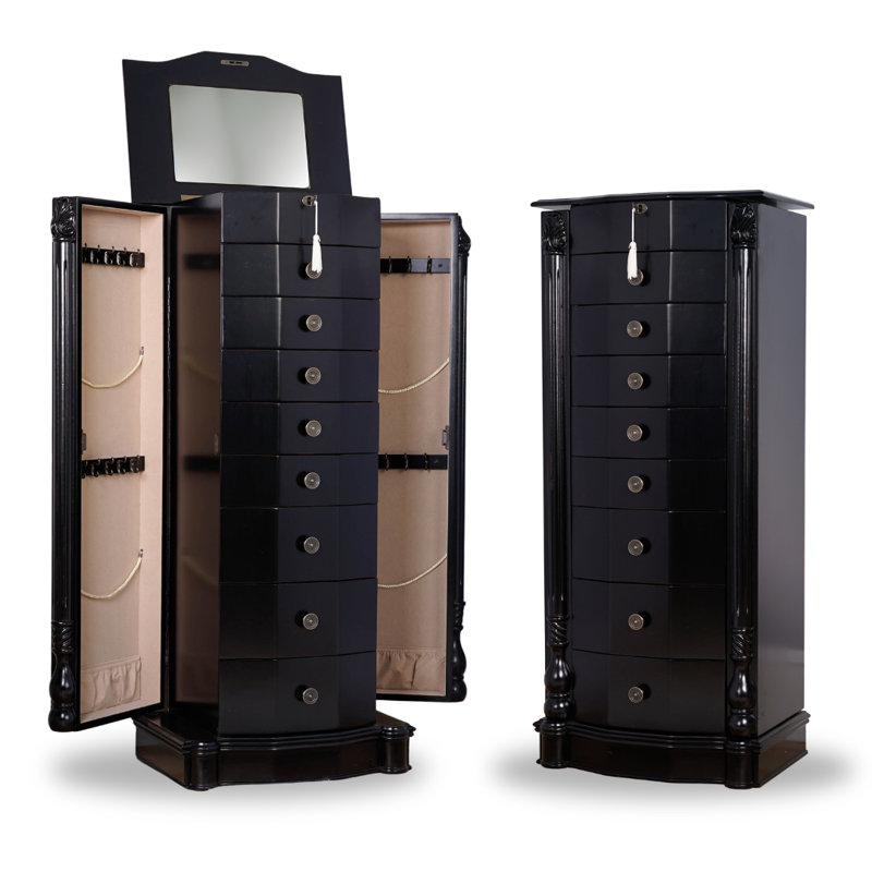 Armoire à bijoux avec miroir Zakhar, Noir