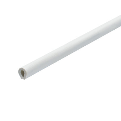 1/16In | White PVC | Flexible U Channel Moulding With Glue Bead | Pack Of (3) 96In Lengths