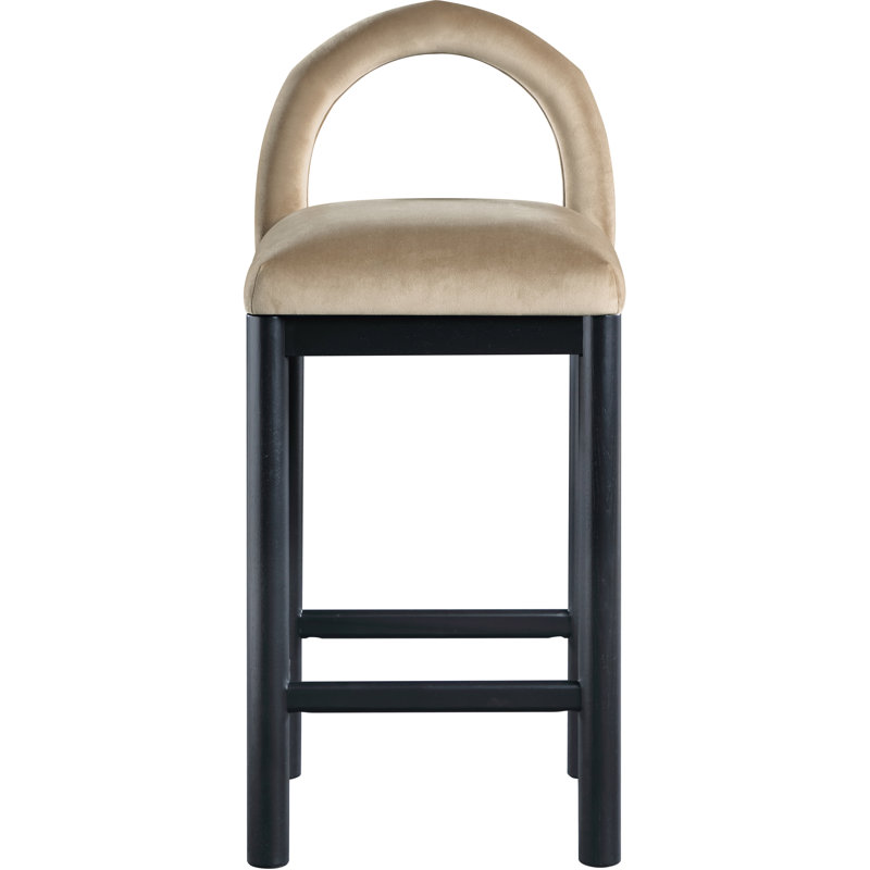 Conrad Letcher Velvet Counter Stool, Beige Velvet Seat/Black Frame