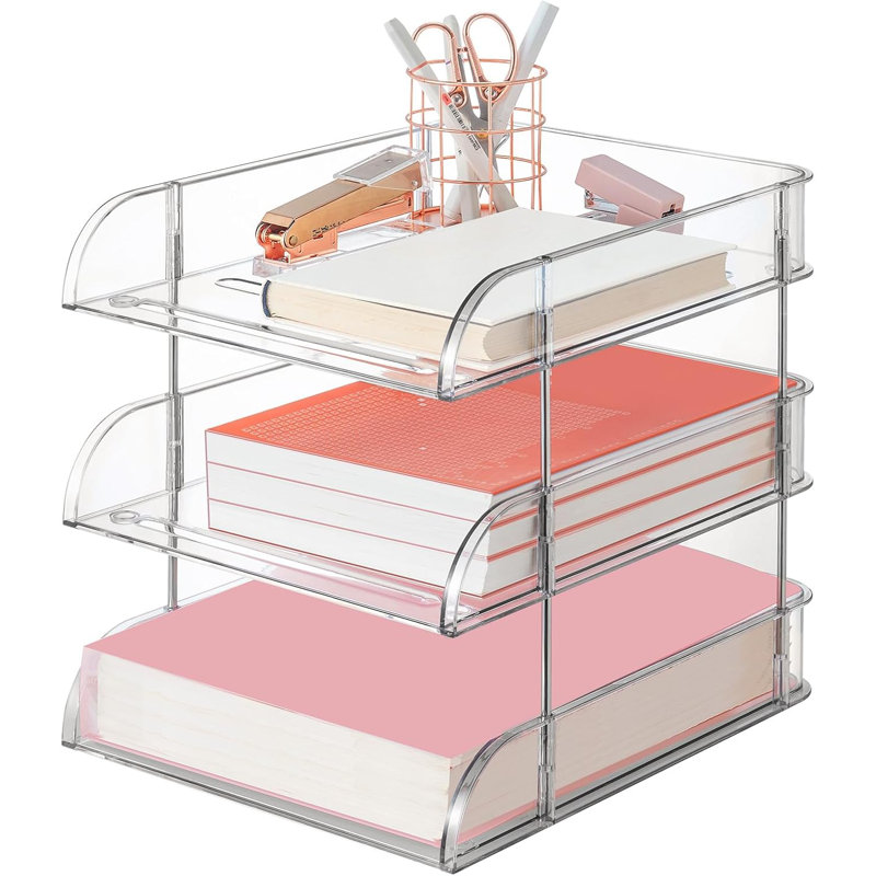 3-pack Clear Stackable Paper Trays
