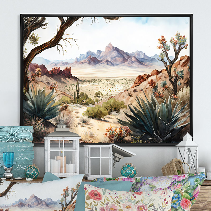 Arizona Desert Scenery III - reproduction sur toile, H 30 po x l 40 po x P 1,5 po, Cadre flottant noir