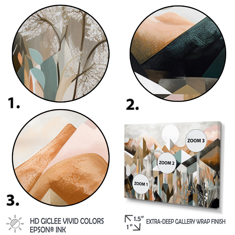 «Rose Gold Metallic Mountains VI», reproduction sur toile, H 12 po x l 20 po x P 1 po, Cadre flottant noir