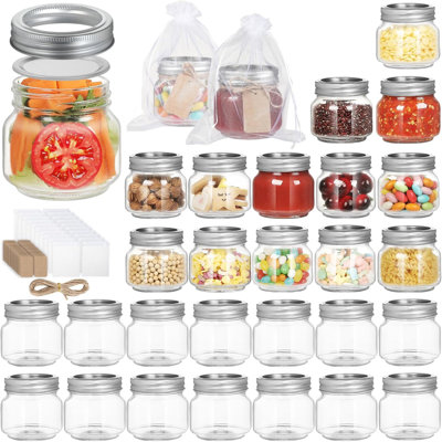 30 Pack 8oz Small Mason Canning Jars with Airtight Metal Lids