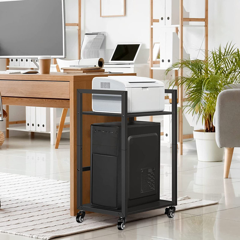 Support pour unité centrale avec roulettes H 26,4 po x l 17,3 po, Noir