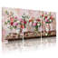 Plantes et fleurs, arrangement floral, vases sur fond rose, ensemble de 3 impressions sur toile-2128867098