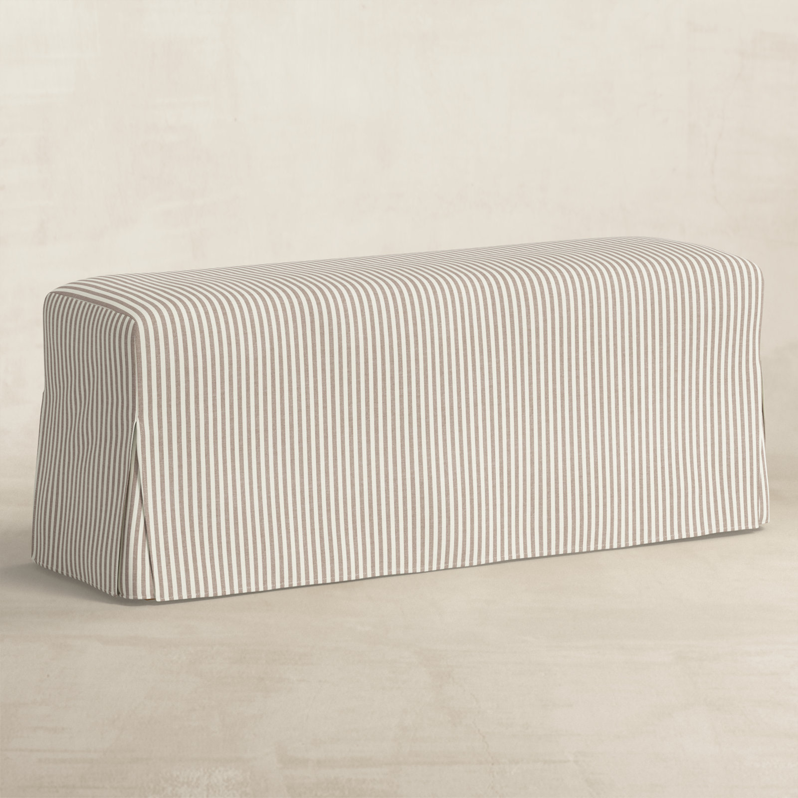 Stoffer Home x Cloth & Co. 52" Cotton Dining Bench, Mauve Striped