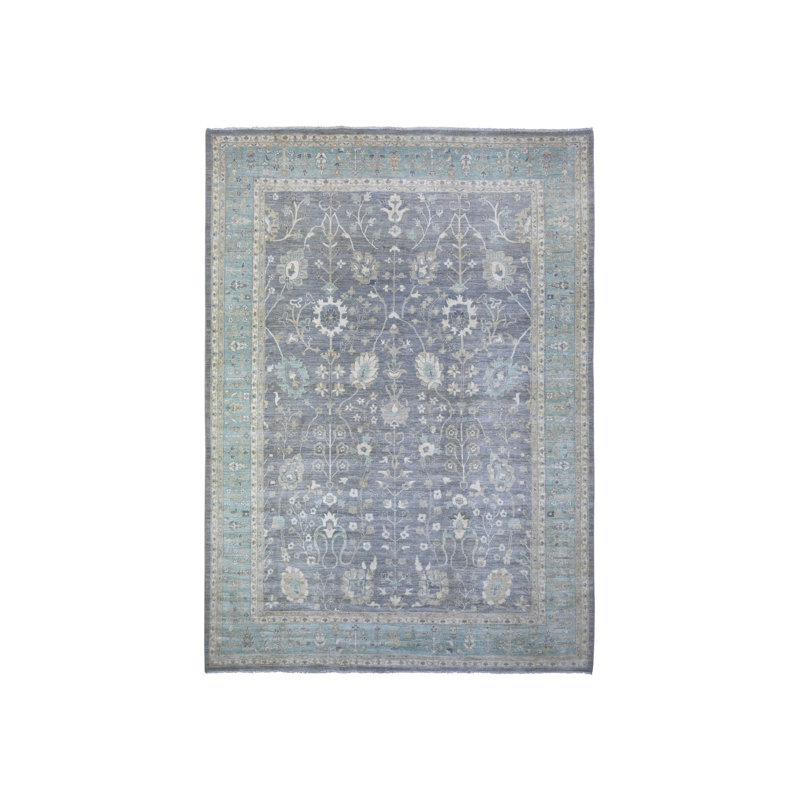 Tapis oriental en laine noué à la main 10 pi 2 po x 14 pi Sabha Gray E2981B88FBC242EEBE1216573BD1C7DA