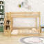 Lit superposé en bois avec escalier de rangement-129753982