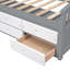 Gris et blanc, structure de lit simple, bois massif, 6 tiroirs, capacité de 200 lb, lit de support de matelas, pin, décor moderne