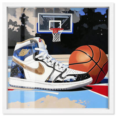«Basketball Court Blues Shadowbox Print Sneaker» par Art Remedy
