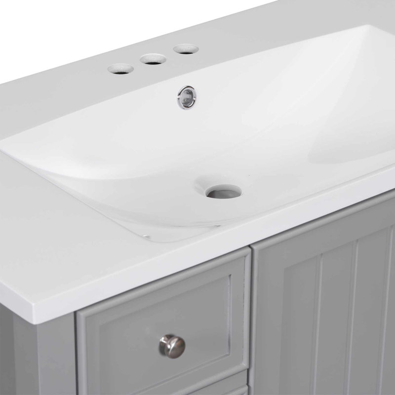 Meuble-lavabo simple 36 po avec plateau Leiding, Gris