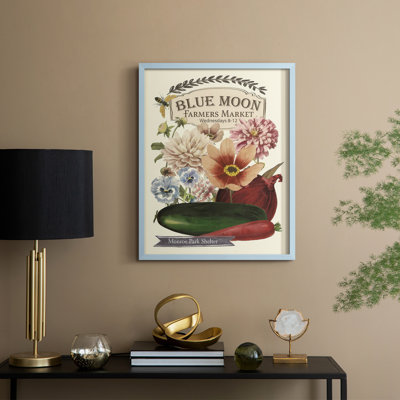 Blue Moon Farmers Market II Framed Print - Solid Wood