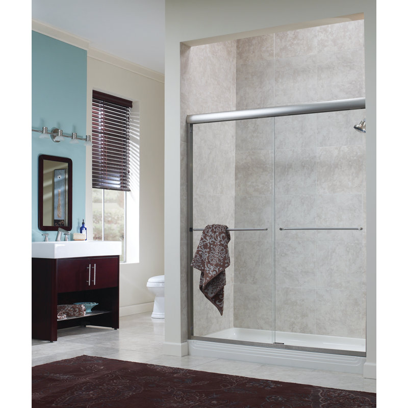 Cove 60" x 72" Bypass Frameless Shower Door, Clear Glass, Brushed Nickel