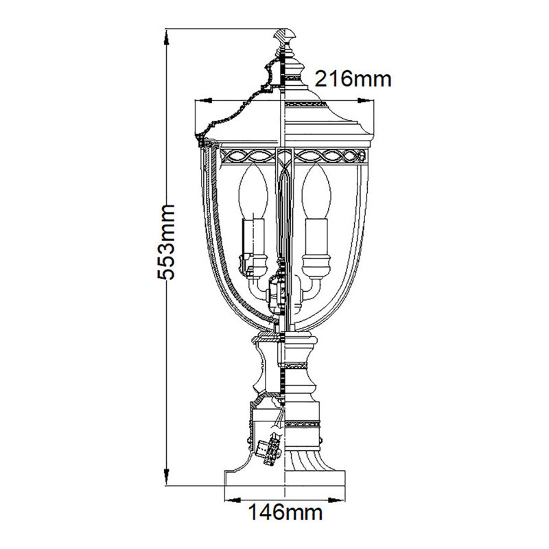 Seeded Pier Mount Light, British Bronze, Medium