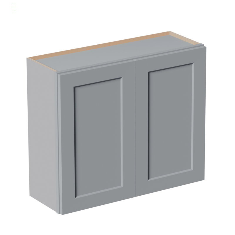 Armoire murale en bois massif Shaker, 30" H x 36" W x 12" D, Gray