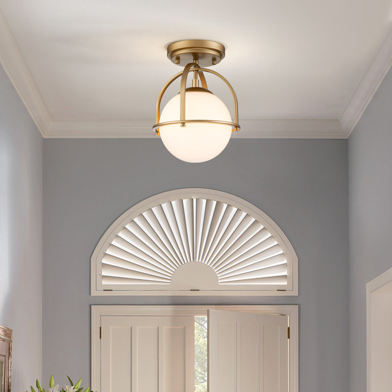 Plafonnier semi-encastré 1 lumière Globe, Or, H 11,81 po x l 8,66 po x P 8,66 po