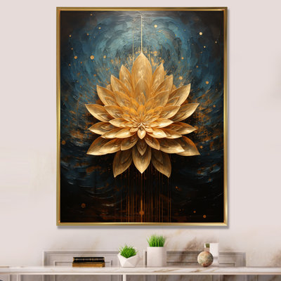 «Golden Blooming Retro Lotus I», reproduction sur toile