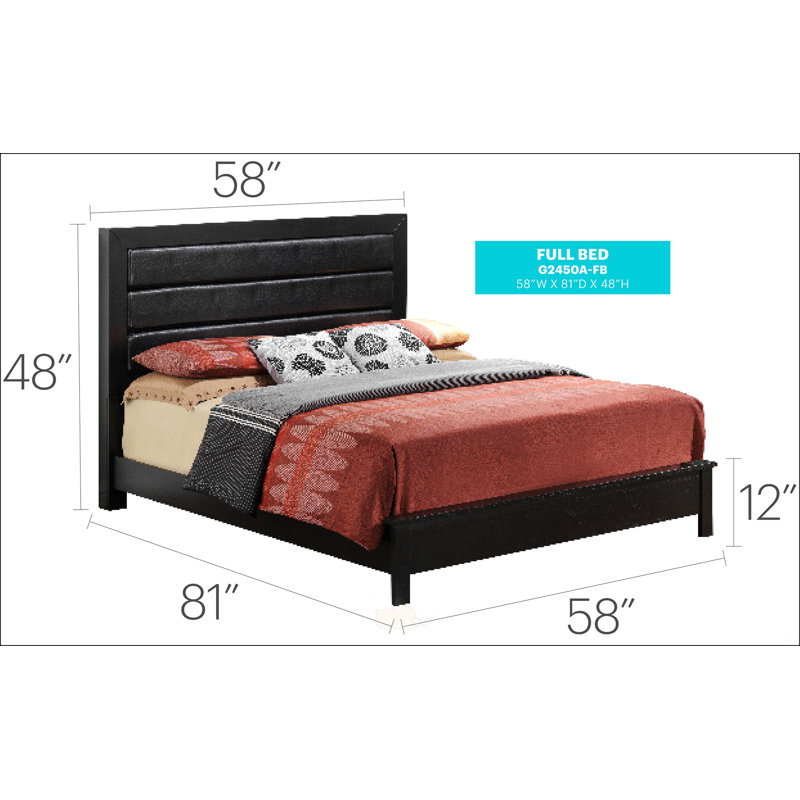 Lit double transitionnel noir avec rangement, Noir, Double