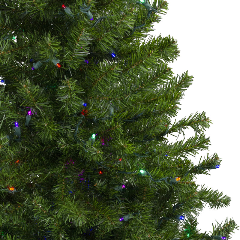 10' Green Canadian Pine Artificial Christmas Tree With 800 Multi-Colored Lights With Stand, 5' H