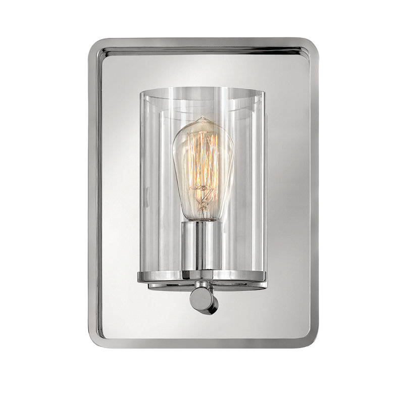 Eton Dark Walnut and Polished Nickel Modern Cylinder Sconce