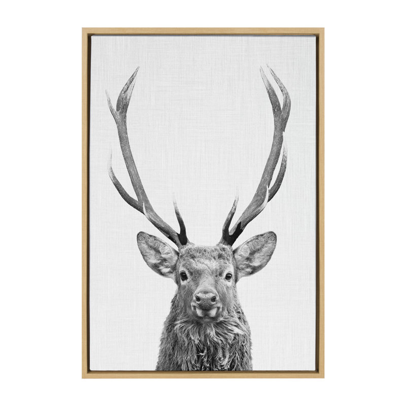 «The Red Deer BW» par Simon Te, reproduction d'art sur toile encadrée, H 33 po x l 23 po x P 1,62 po, Naturel