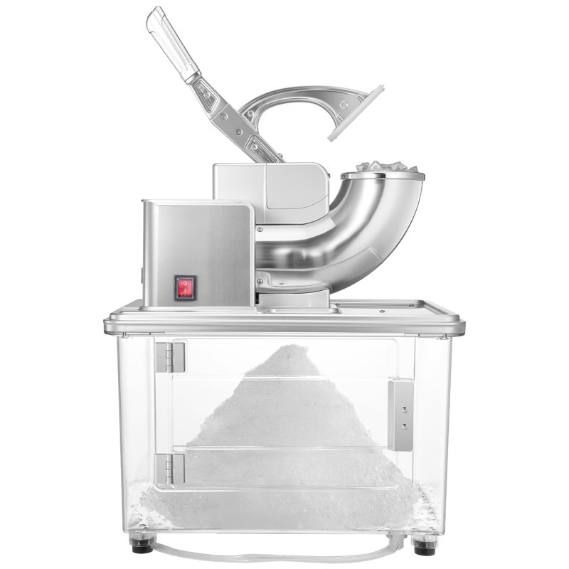 Broyeur à glace commercial 661 lb/h, machine à granita électrique 350 W avec 4 lames, 2000 tr/min, en acier inoxydable, bac à glace pilée de 11 gallons, argenté, conçu pour les restaurants familiaux et les bars.