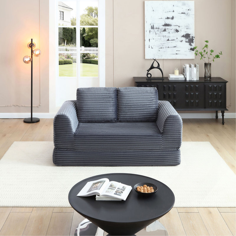 Canapé-lit pliant convertible 2-en-1, canapé-lit en velours côtelé moderne avec 2 * coussins, causeuse modulaire rembourrée et désossée avec lit escamotable, canapé-lit modulaire pliant pour le salon