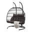 2-Seater Swing Hanging Egg Chair with Metal Stand-129239926-129239924