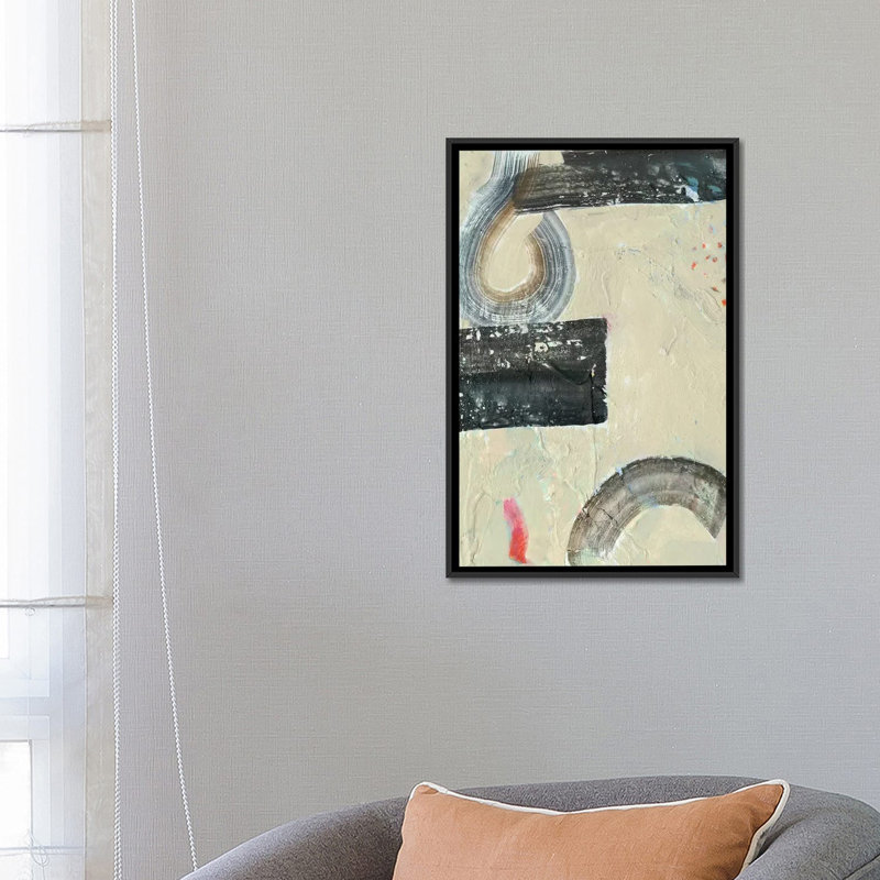 «Striate IV», impression sur toile, H 26 po x l 18 po x P 1,5 po, Toile avec cadre noir, Pas de tapis