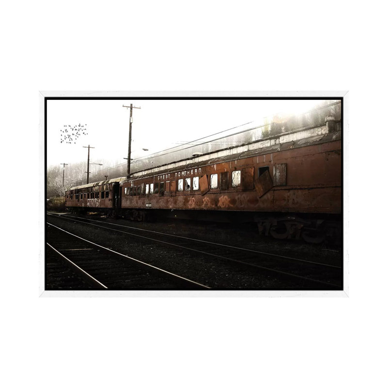 Train Birds - Print on Canvas, 101.6 cm H x 66.04 cm W, White Framed