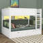Lit double superposé au dessus d'un lit double avec 2 tiroirs, lit superposé en bois avec armoires de rangement et lumières DEL, aucun sommier nécessaire-500909285