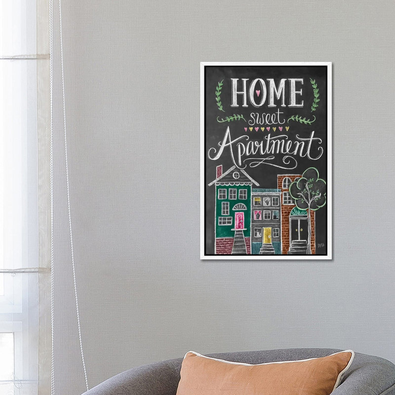 Home Sweet Apartment - Print on Canvas, White Floater Framed, 66.04cm H x 45.72cm W x 3.81cm D