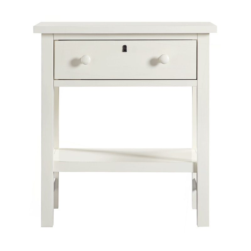 Table de chevet de rangement à 1 tiroir Finley, Antique White